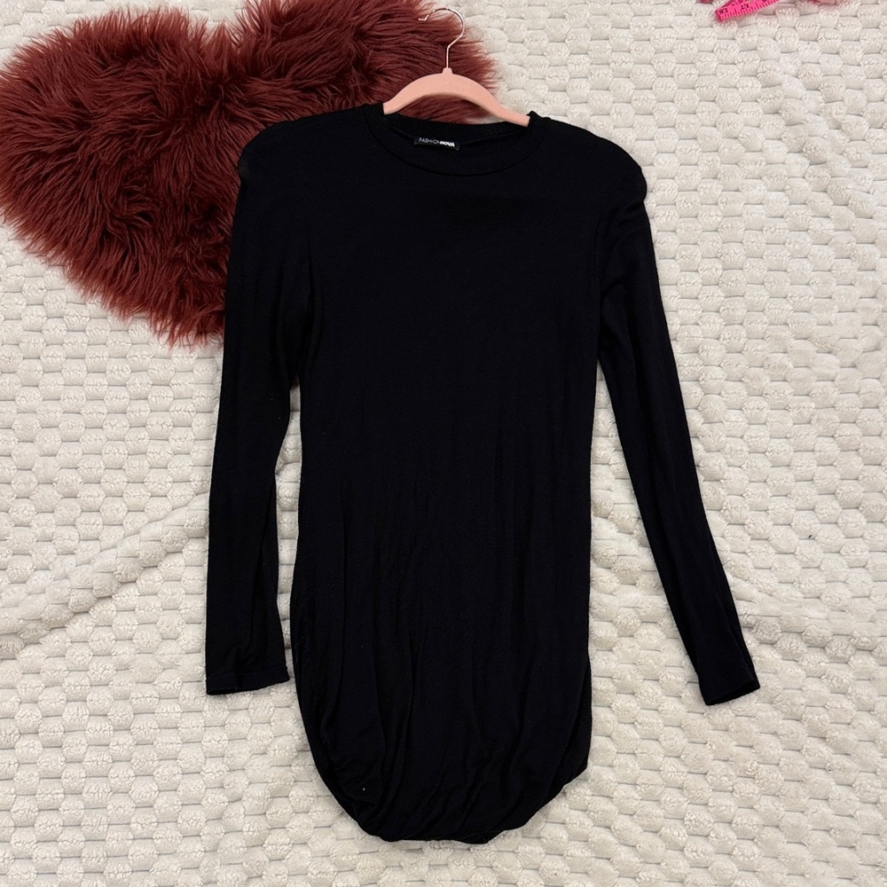 Fashion Nova Classic Black Long Sleeve Dress (S)